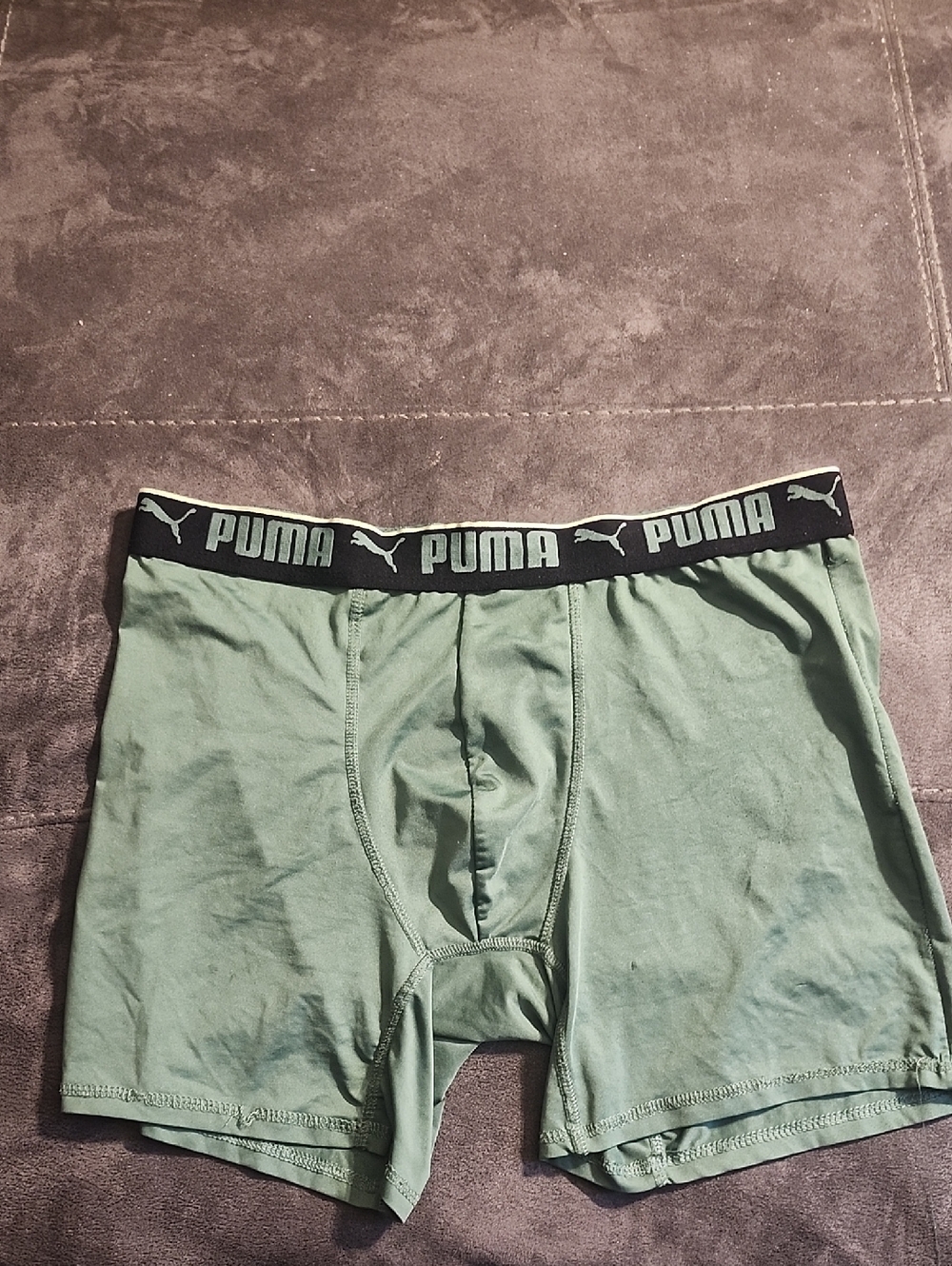 PUMA Men's Sage Green Boxer Briefs with Black Branded Waistband